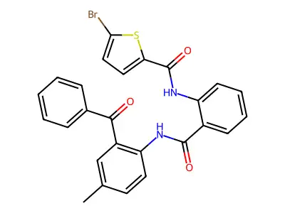 N-(2-((2-benzoyl-4-methylphenyl)carbamoyl)phenyl)-5-bromothiophene-2-carboxamide structure