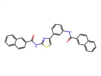 N-(4-(3-(2-naphthamido)phenyl)thiazol-2-yl)-2-naphthamide structure