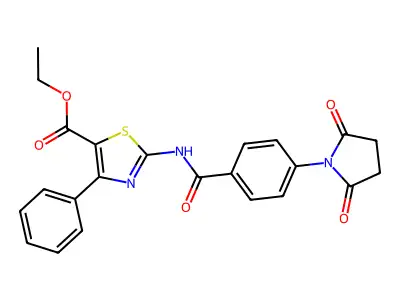Ethyl 2-(4-(2,5-dioxopyrrolidin-1-yl)benzamido)-4-phenylthiazole-5-carboxylate structure