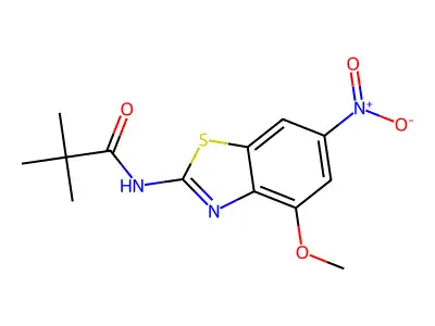 N-(4-methoxy-6-nitro-1,3-benzothiazol-2-yl)-2,2-dimethylpropanamide structure