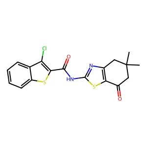 3-chloro-N-(5,5-dimethyl-7-oxo-4,5,6,7-tetrahydro-1,3-benzothiazol-2-yl)-1-benzothiophene-2-carboxamide structure