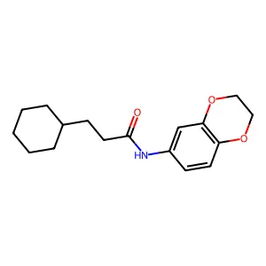 3-cyclohexyl-N-(2,3-dihydro-1,4-benzodioxin-6-yl)propanamide structure
