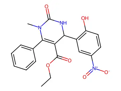 ethyl 4-(2-hydroxy-5-nitrophenyl)-1-methyl-2-oxo-6-phenyl-1,2,3,4-tetrahydropyrimidine-5-carboxylate structure
