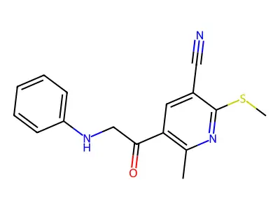 6-Methyl-2-(methylthio)-5-(phenylglycyl)nicotinonitrile structure