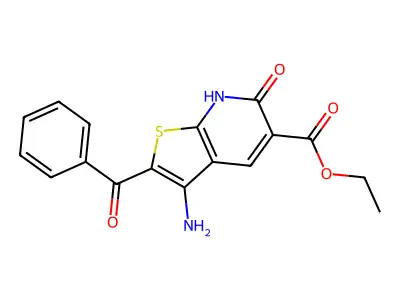 ethyl 3-amino-2-benzoyl-6-oxo-6H,7H-thieno[2,3-b]pyridine-5-carboxylate structure
