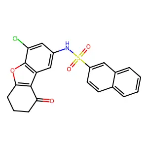 N-(4-chloro-9-oxo-7,8-dihydro-6H-dibenzofuran-2-yl)naphthalene-2-sulfonamide structure