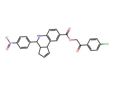 [2-(4-chlorophenyl)-2-oxoethyl] 4-(4-nitrophenyl)-3a,4,5,9b-tetrahydro-3H-cyclopenta[c]quinoline-8-carboxylate structure