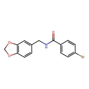 N-(1,3-Benzodioxol-5-ylmethyl)-4-bromobenzamide structure