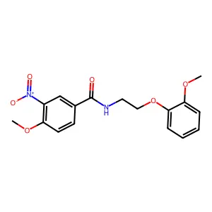 4-methoxy-N-[2-(2-methoxyphenoxy)ethyl]-3-nitrobenzamide structure