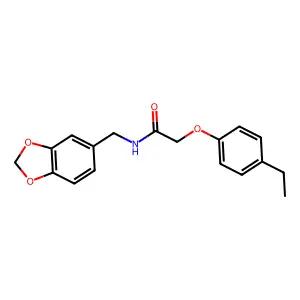 N-(1,3-benzodioxol-5-ylmethyl)-2-(4-ethylphenoxy)acetamide structure