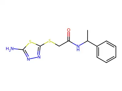 2-[(5-amino-1,3,4-thiadiazol-2-yl)thio]-N-(1-phenylethyl)acetamide structure