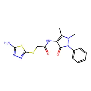 2-(5-Amino-[1,3,4]thiadiazol-2-ylsulfanyl)-N-(1,5-dimethyl-3-oxo-2-phenyl-2,3-dihydro-1H-pyrazol-4-yl)-acetamide structure