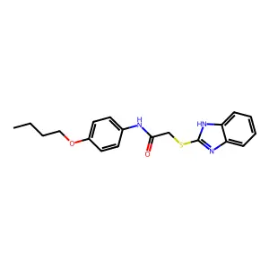 2-(1H-benzimidazol-2-ylsulfanyl)-N-(4-butoxyphenyl)acetamide structure