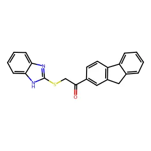 2-(1H-benzimidazol-2-ylsulfanyl)-1-(9H-fluoren-2-yl)ethanone structure