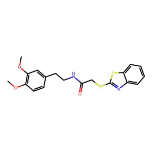 2-(1,3-benzothiazol-2-ylsulfanyl)-N-[2-(3,4-dimethoxyphenyl)ethyl]acetamide structure