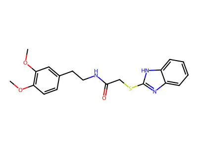 2-(1H-benzimidazol-2-ylsulfanyl)-N-[2-(3,4-dimethoxyphenyl)ethyl]acetamide structure