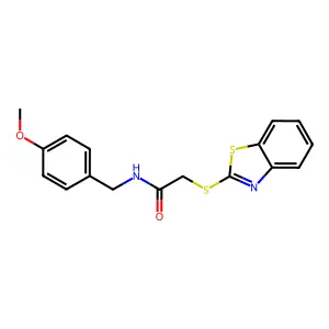 2-(1,3-benzothiazol-2-ylsulfanyl)-N-[(4-methoxyphenyl)methyl]acetamide structure