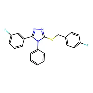 3-(3-Fluorophenyl)-5-[(4-fluorophenyl)methylsulfanyl]-4-phenyl-1,2,4-triazole structure