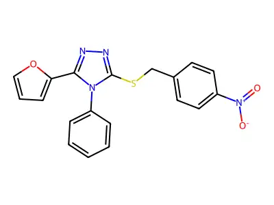 3-(Furan-2-yl)-5-[(4-nitrophenyl)methylsulfanyl]-4-phenyl-1,2,4-triazole structure