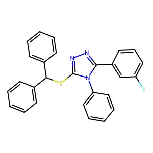 3-Benzhydrylsulfanyl-5-(3-fluorophenyl)-4-phenyl-1,2,4-triazole structure