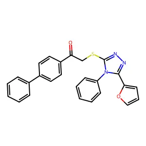 2-[[5-(furan-2-yl)-4-phenyl-1,2,4-triazol-3-yl]sulfanyl]-1-(4-phenylphenyl)ethanone structure