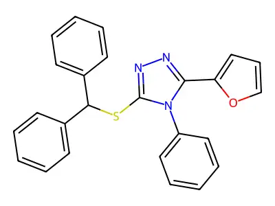 3-Benzhydrylsulfanyl-5-(furan-2-yl)-4-phenyl-1,2,4-triazole structure