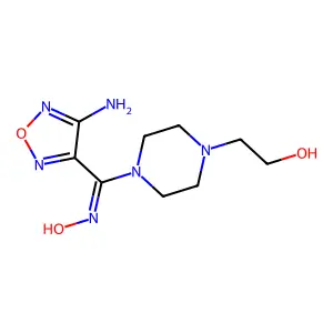 (4-Amino-1,2,5-oxadiazol-3-yl)[4-(2-hydroxyethyl)-1-piperazinyl]methanone oxime structure