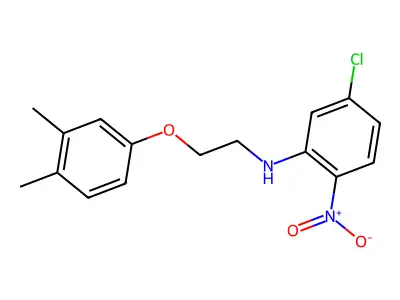 5-chloro-N-[2-(3,4-dimethylphenoxy)ethyl]-2-nitroaniline structure