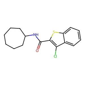 3-chloro-N-cycloheptyl-1-benzothiophene-2-carboxamide structure