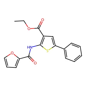 Ethyl 2-[(2-furylcarbonyl)amino]-5-phenyl-3-thiophenecarboxylate structure