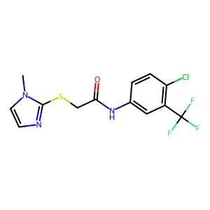 N-[4-chloro-3-(trifluoromethyl)phenyl]-2-[(1-methyl-1H-imidazol-2-yl)sulfanyl]acetamide structure