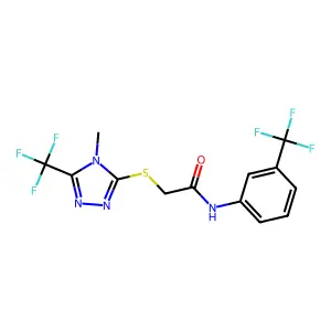 2-{[4-methyl-5-(trifluoromethyl)-4H-1,2,4-triazol-3-yl]sulfanyl}-N-[3-(trifluoromethyl)phenyl]acetamide structure