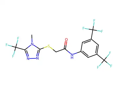 N-[3,5-bis(trifluoromethyl)phenyl]-2-{[4-methyl-5-(trifluoromethyl)-4H-1,2,4-triazol-3-yl]sulfanyl}acetamide structure