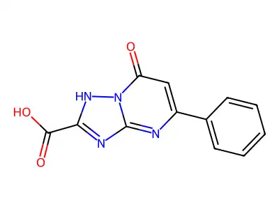 7-oxo-5-phenyl-4H,7H-(1,2,4)triazolo(1,5-a)pyrimidine-2-carboxylic acid structure