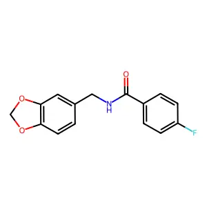 N-(1,3-benzodioxol-5-ylmethyl)-4-fluorobenzamide structure
