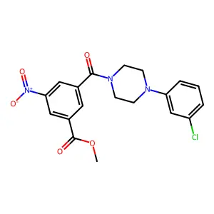 Methyl 3-[4-(3-chlorophenyl)piperazine-1-carbonyl]-5-nitrobenzoate structure