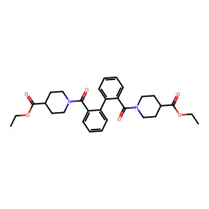 Diethyl 1,1-(biphenyl-2,2-diyldicarbonyl)dipiperidine-4-carboxylate structure