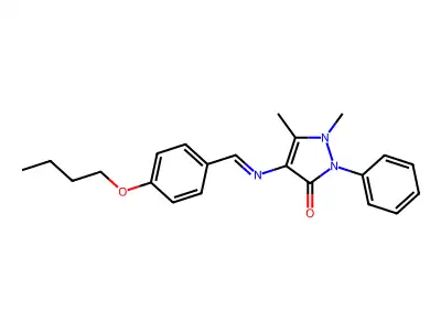 (E)-4-((4-butoxybenzylidene)amino)-1,5-dimethyl-2-phenyl-1H-pyrazol-3(2H)-one structure