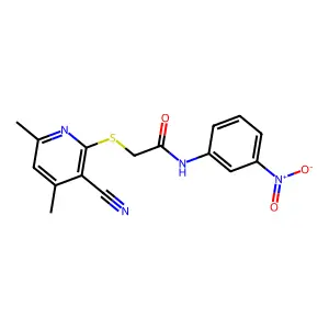 2-((3-Cyano-4,6-dimethylpyridin-2-yl)thio)-N-(3-nitrophenyl)acetamide structure