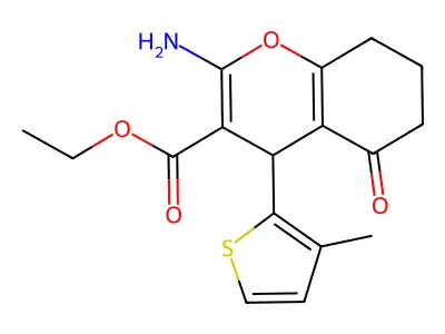 ethyl 2-amino-4-(3-methyl-2-thienyl)-5-oxo-5,6,7,8-tetrahydro-4H-chromene-3-carboxylate structure