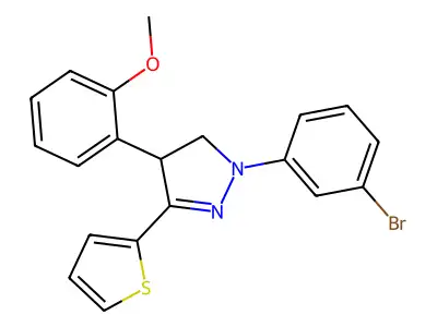 2-(3-Bromophenyl)-4-(2-methoxyphenyl)-5-thiophen-2-yl-3,4-dihydropyrazole structure