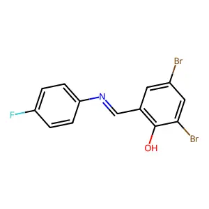 2,4-Dibromo-6-{[(4-fluorophenyl)imino]methyl}benzenol structure