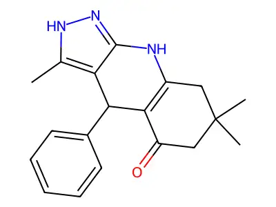 3,7,7-trimethyl-4-phenyl-1,4,6,7,8,9-hexahydro-5H-pyrazolo[3,4-b]quinolin-5-one structure