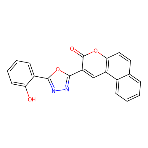 2-[5-(2-hydroxyphenyl)-1,3,4-oxadiazol-2-yl]-3H-benzo[f]chromen-3-one structure