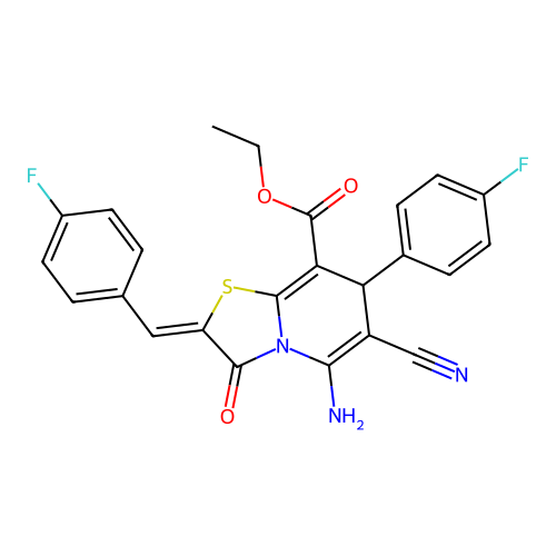 (Z)-ethyl 5-amino-6-cyano-2-(4-fluorobenzylidene)-7-(4-fluorophenyl)-3-oxo-3,7-dihydro-2H-thiazolo[3,2-a]pyridine-8-carboxylate structure