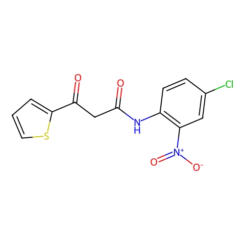 N-(4-chloro-2-nitrophenyl)-3-oxo-3-(thiophen-2-yl)propanamide structure