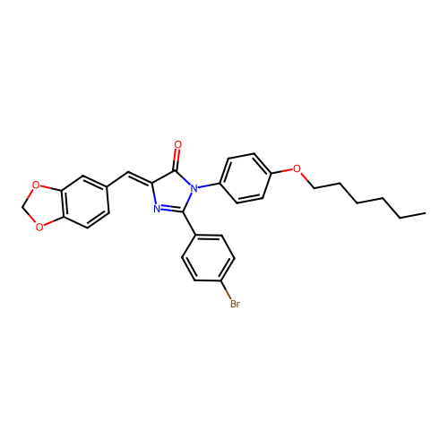 (4Z)-4-[(2H-1,3-benzodioxol-5-yl)methylidene]-2-(4-bromophenyl)-1-[4-(hexyloxy)phenyl]-4,5-dihydro-1H-imidazol-5-one structure