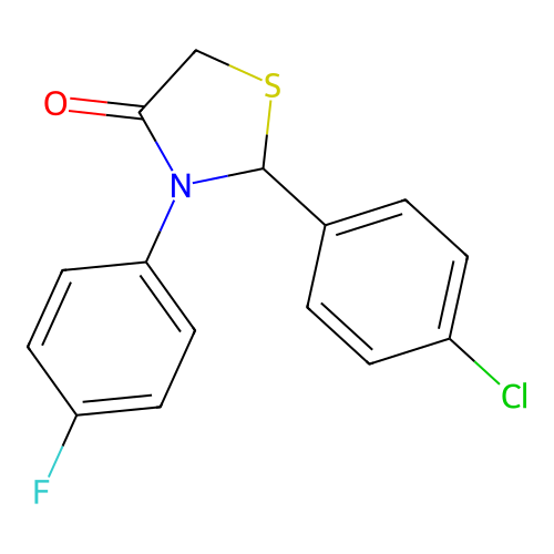 2-(4-Chlorophenyl)-3-(4-fluorophenyl)-1,3-thiazolidin-4-one structure