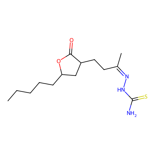 [(Z)-4-(2-oxo-5-pentyloxolan-3-yl)butan-2-ylideneamino]thiourea structure