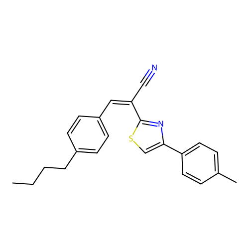 (2Z)-3-(4-butylphenyl)-2-[4-(4-methylphenyl)-1,3-thiazol-2-yl]prop-2-enenitrile structure
